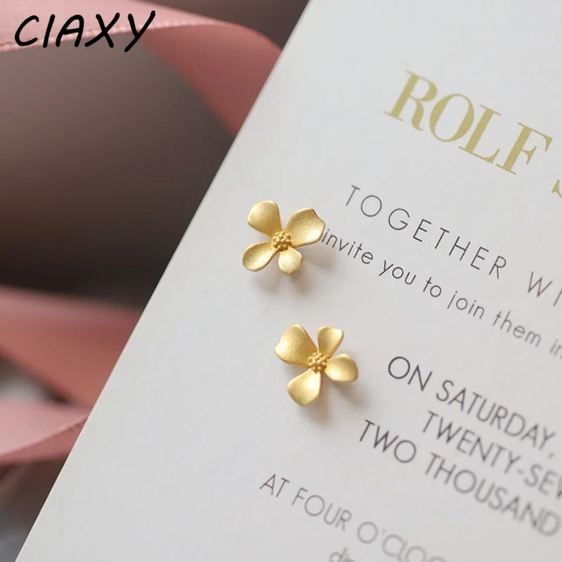 CIAXY Flower Studs Earings for Women Simple Elegant 2022 Korea Fashion Earings14K Gold Plated Jewelry