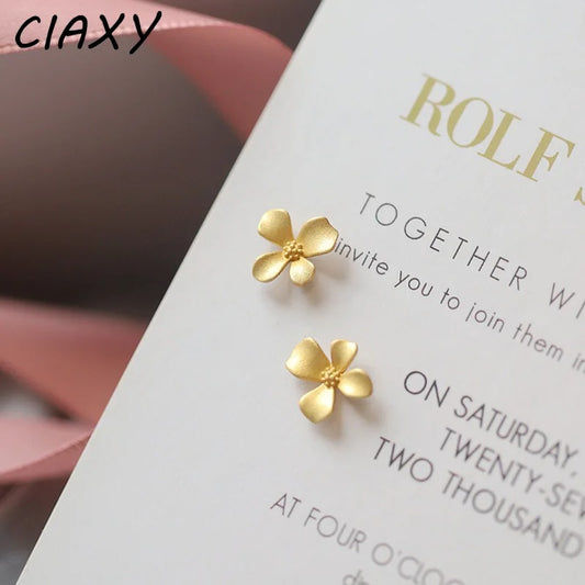 CIAXY Flower Studs Earings for Women Simple Elegant 2022 Korea Fashion Earings14K Gold Plated Jewelry