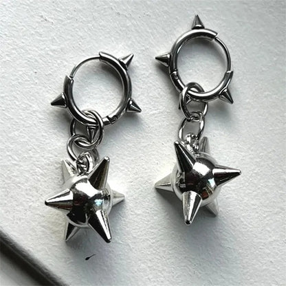 Gothic Spiked Huggie Earrings Stainless Steel for Women