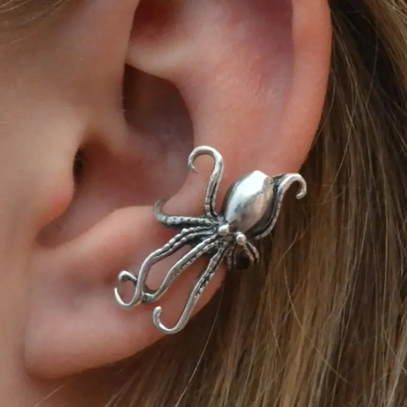 Vintage Octopus Design Ear Cuff Bohemian Ocean Style Silver Color Jewelry Creative Beach Party Earrings for Women Ornaments