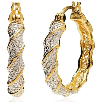 Gold Twisted Hoop Earrings for Women Wedding Engagement Gift