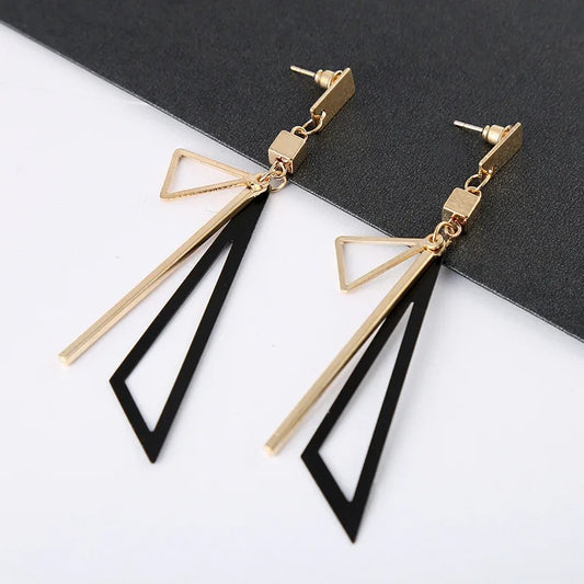 Triangle Long Drop Earrings for Women Geometric Statement Jewelry Gift