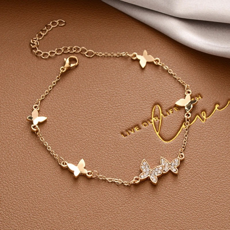 New Arrival Single Layer Butterfly Bracelet Simple Girls Sweet Butterfly Pendant Charm Bracelets Hand Jewelry Gifts For Women