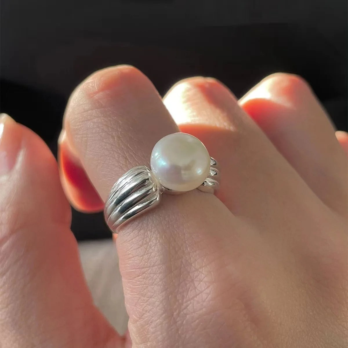 925 Sterling Silver Pearl Rings For Women Wedding Engagement Luxury Designer Jewelry