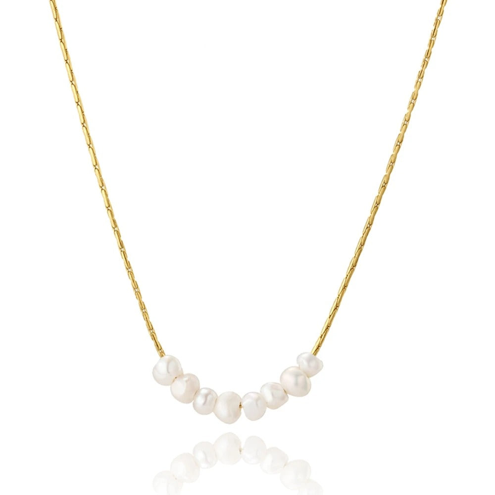 WILD & FREE Minimalism Pearls Pendant Necklace for Women Charm Simple High Quality Stainless Steel Jewelry