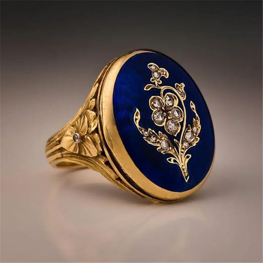 Miangirl Trendy Royal Palace Lilac Flower Ring for Women Engagement Party Wedding Rings Hand Jewelry Accessories Size 5-11