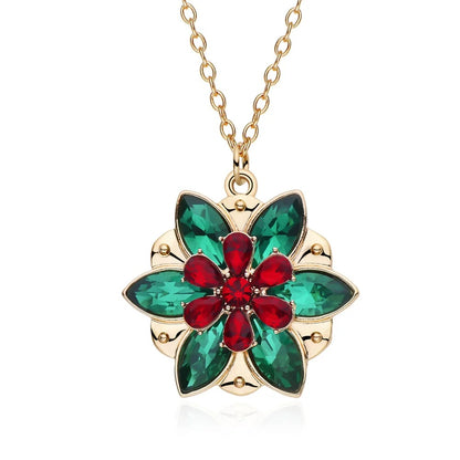 Classic Crystal Pendant Necklace New Fashion Zircon Vintage Flower Necklace for Girl Woman Jewelry Gift