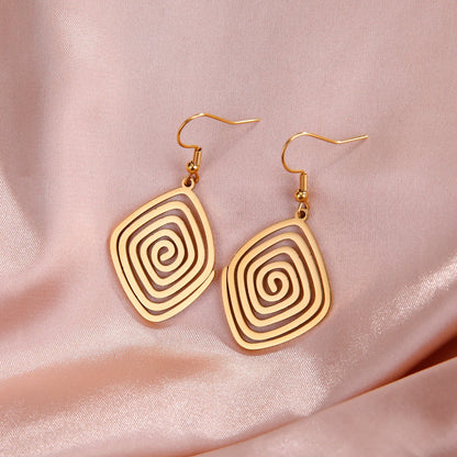 Swirl Geometric Earrings Women Trendy Gold Jewelry Gift