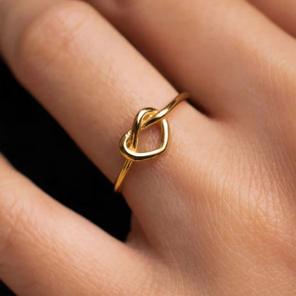 Gold Couple Heart Rings for Women Stainless Steel Wedding Jewelry