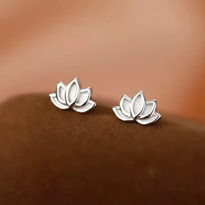 Lotus Flower Small Stud Earrings for Women Luxury Jewelry