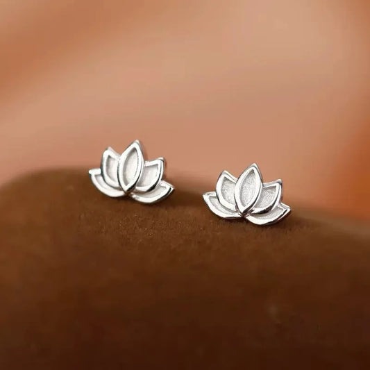 Lotus Flower Small Stud Earrings for Women Luxury Jewelry