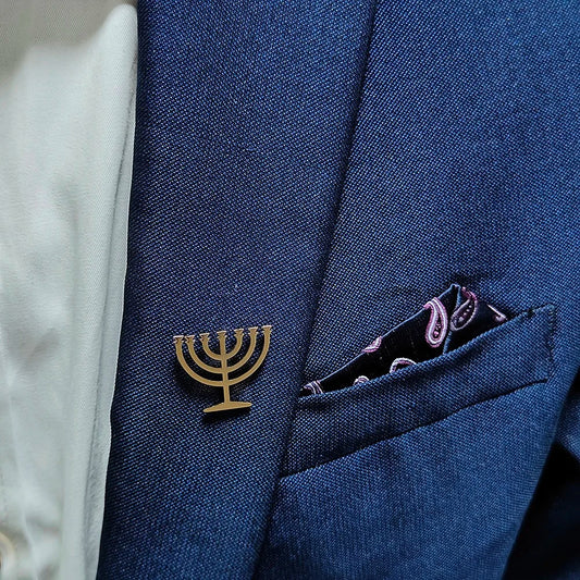 Jewish menorah men's brooch stainless steel lapel pin suit shirt decoration accessories wedding groomsmen gift