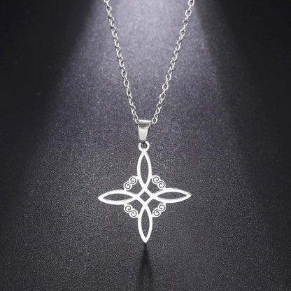 Witchcraft Witch Knot Necklace Stainless Steel Choker Necklaces Vintage Amulet Supernatural Jewelry Gift for Women