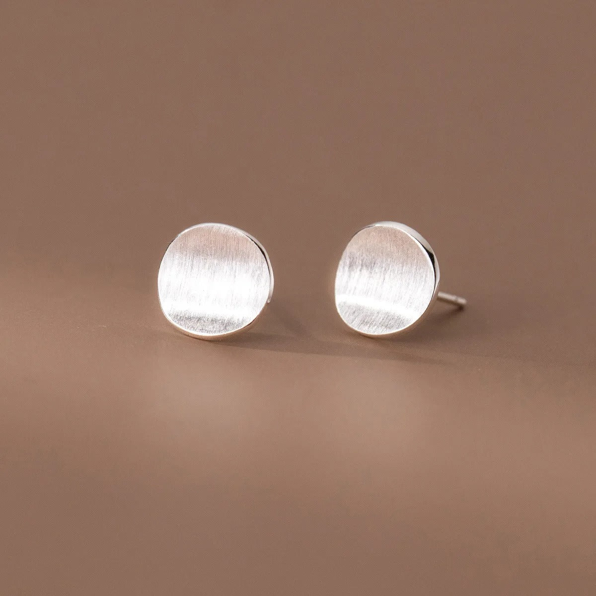 925 Sterling Silver Frosting Round Piercing Stud Earrings For Women Wedding Engagement Jewelry