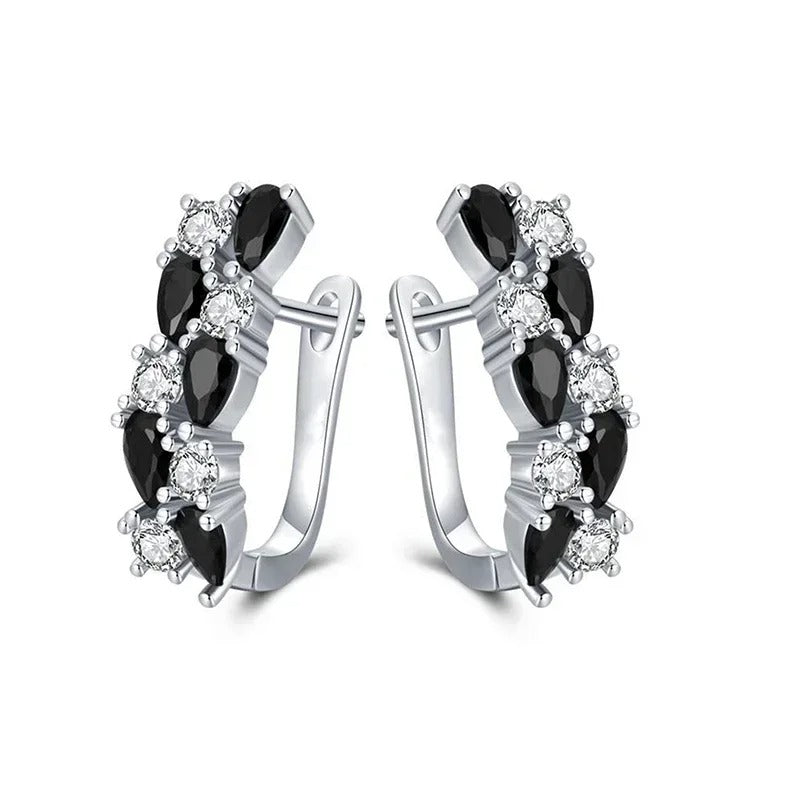 2025 Black and White  Hoop Earrings for Women Newly Designed Fashionable Female Accessories Daily Wear Wedding Trend Jewelry