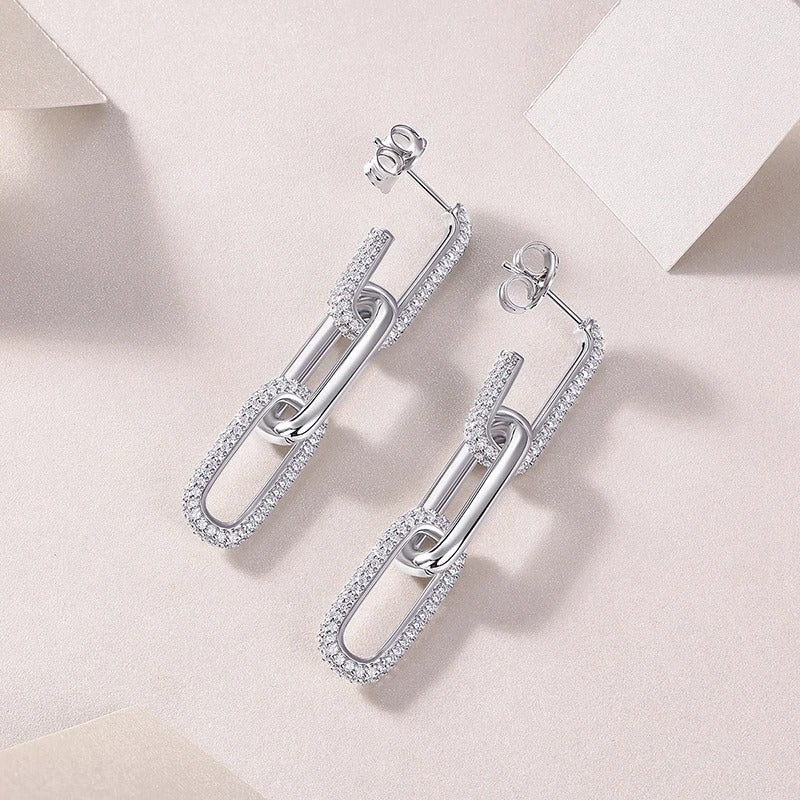 Simple Charm U-Shaped Earrings Sterling Silver Women Jewelry