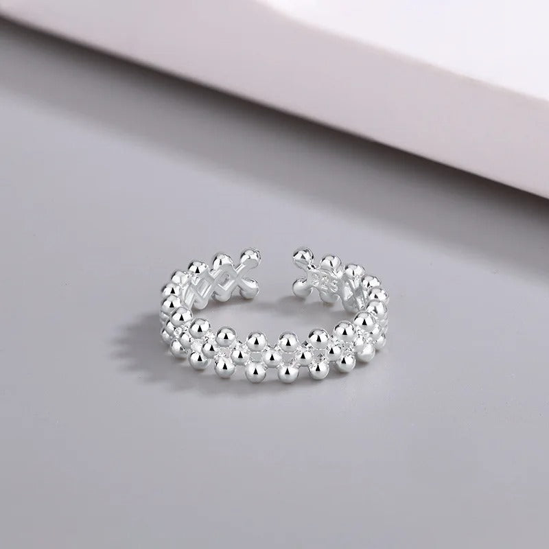 Silver Ball Open Rings For Women Wedding Luxury Quality Jewelry Accessories Jewelry.