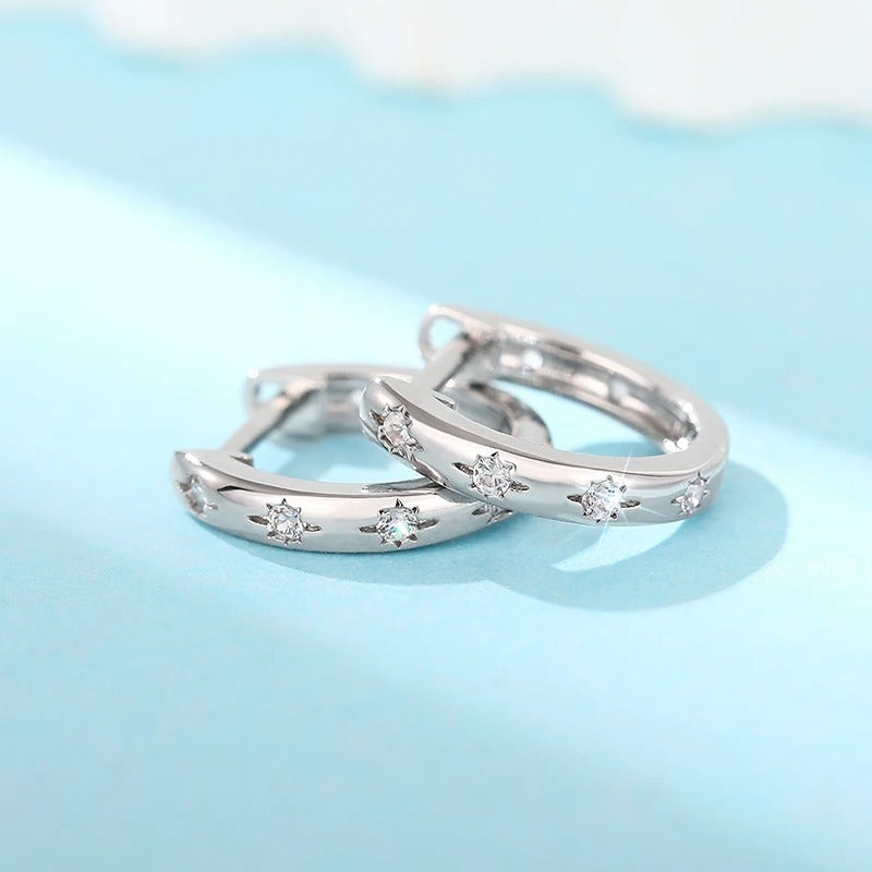 Shiny Sun Design Hoop Earrings for Women Simple Stylish Girls Cirlce Earrings Daily Wear Fashion Versatile Female Jewelry