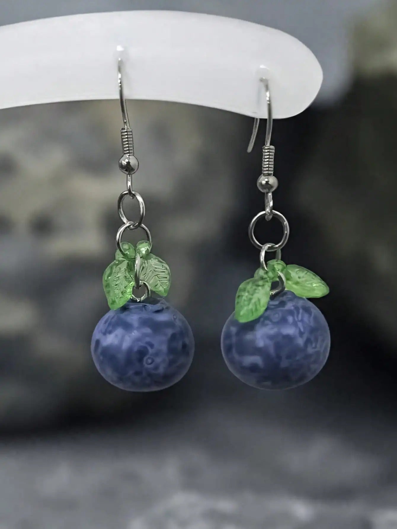 1 Pair Cute & Fun Realistic Blueberry Earrings, Suitable For Women's Everyday Or Vacation Outfits