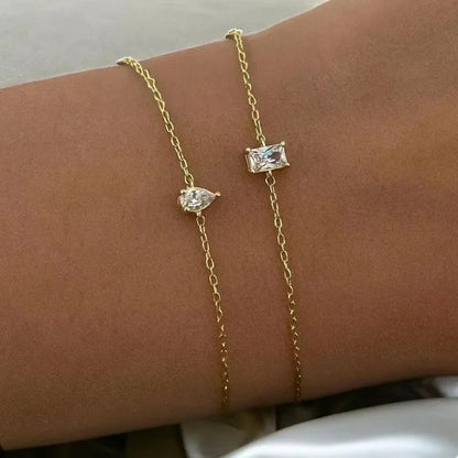 Summer Stainless Steel White Zircon Chain Bracelet Women Jewelry