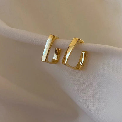 New U-Shaped Square Hoop Earrings Women Luxury Wedding Jewelry