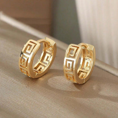 Small Gold Hoop Earrings Women Hallow Out Geometric Metal Jewelry