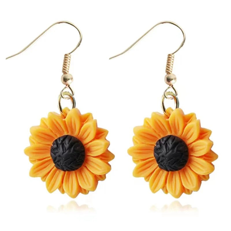 Handmade Sunflower Resin Drop Earrings for Girls & Women Gift