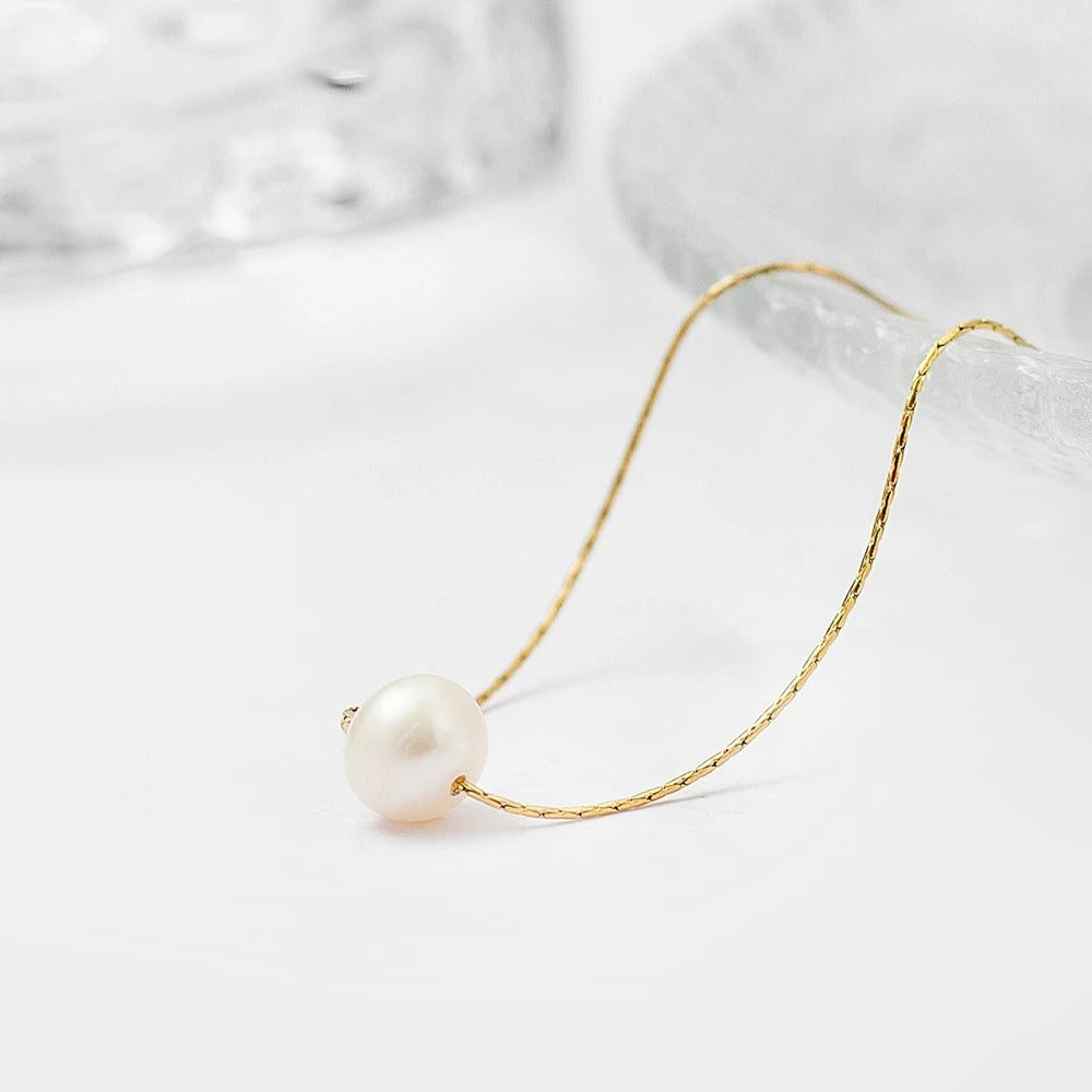 WILD & FREE Korean Fashion Stainless Steel Pearl Pendant Necklace for Women Charming Cute Choker Trendy Jewelry