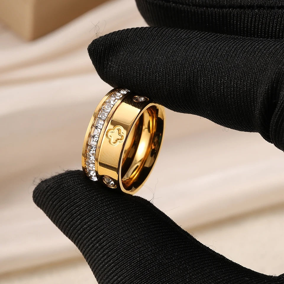Classic Zircon Stainless Steel Ring for Women Gold & Silver Engagement Jewelry