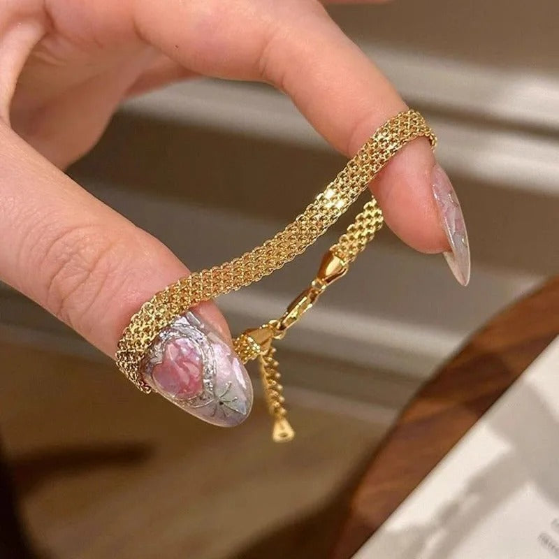 Stainless Steel Woven Watch Strap Bracelet for Women Vintage Style