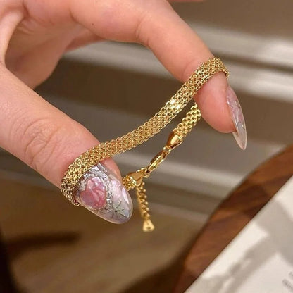 Stainless Steel Woven Watch Strap Bracelet for Women Vintage Style