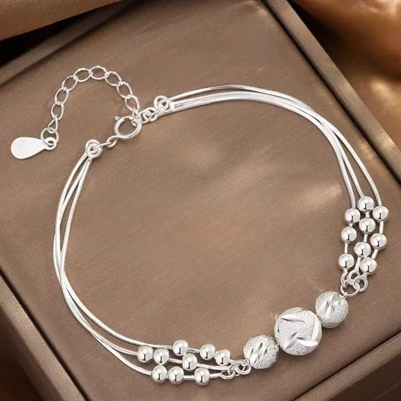 Luxury Designer Sterling Silver Bead Bracelet Women Party Jewelry