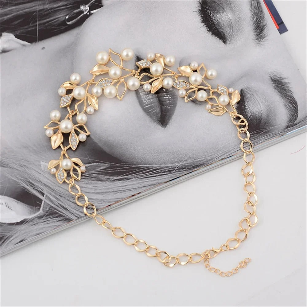 Pearl Leaf Statement Necklace Ethnic Style Jewelry for Women