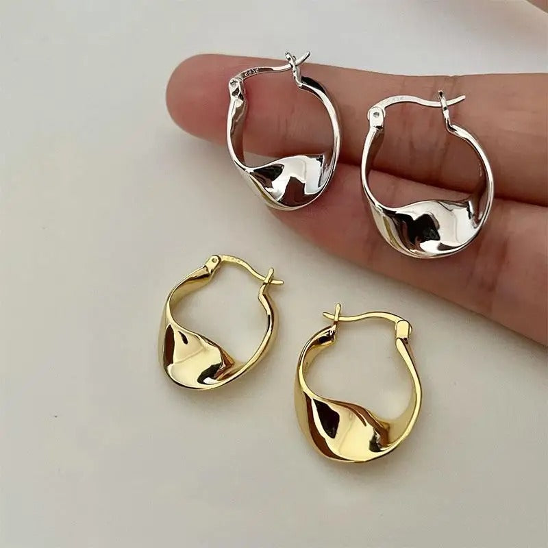 925 Sterling Silver Irregular Shape Earrings Women Birthday Gift