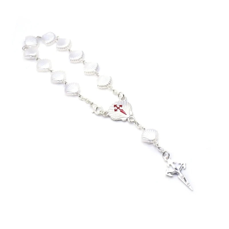 Santiago Plastic Shell Cross Rosary Bracelets Catholic Religious Jewelry For Men Women