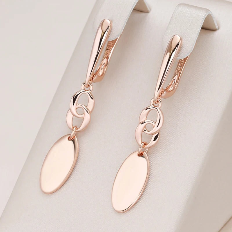 Glossy Rose Gold Geometry Dangle Earrings Women Fashion Jewelry