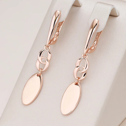 Glossy Rose Gold Geometry Dangle Earrings Women Fashion Jewelry