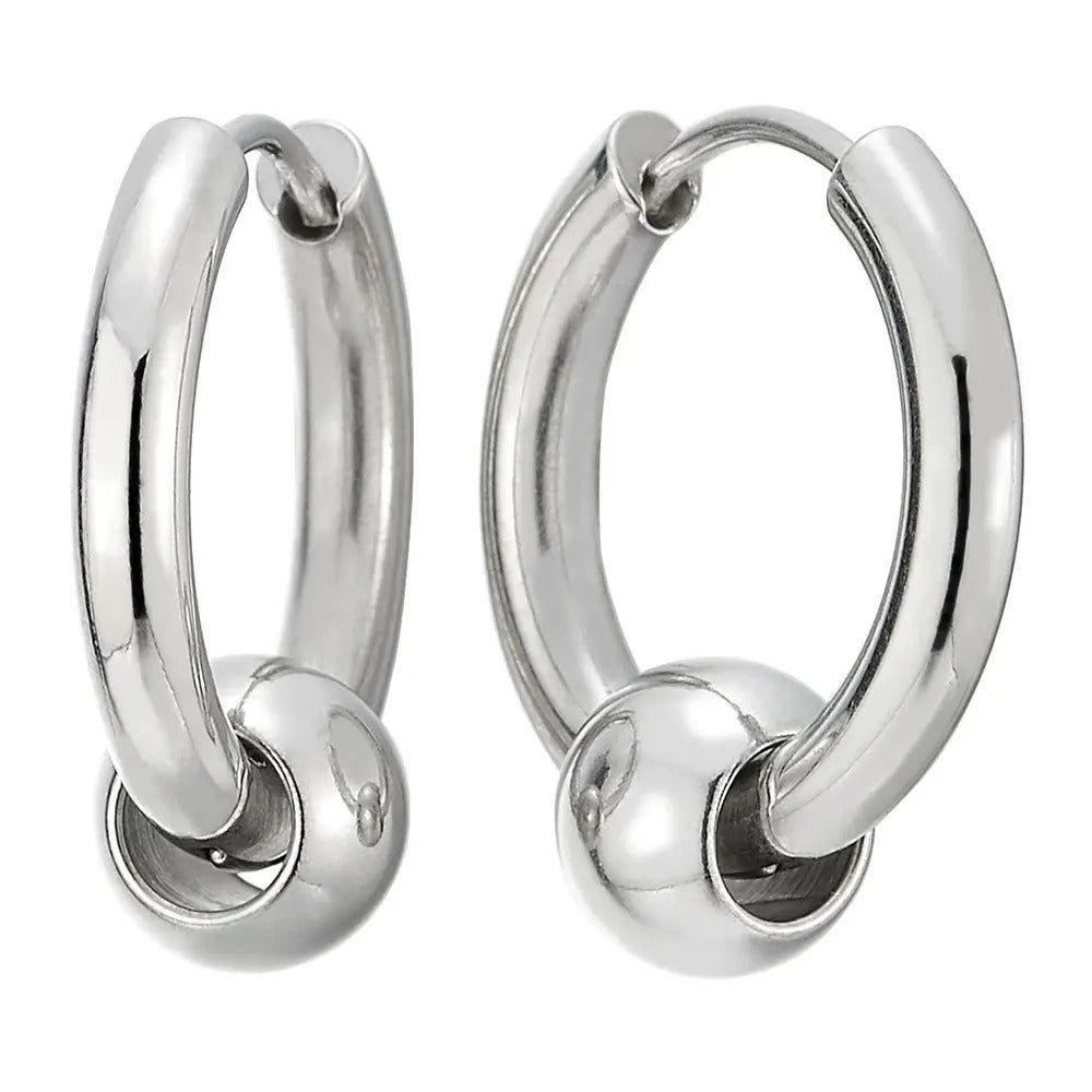 Round Circle Hinged Hoop Earrings Stainless Steel Anti-Allergic