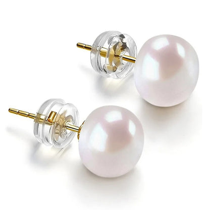 Round Simulated Pearl Stud Earrings for Women Minimalist Classic Jewelry