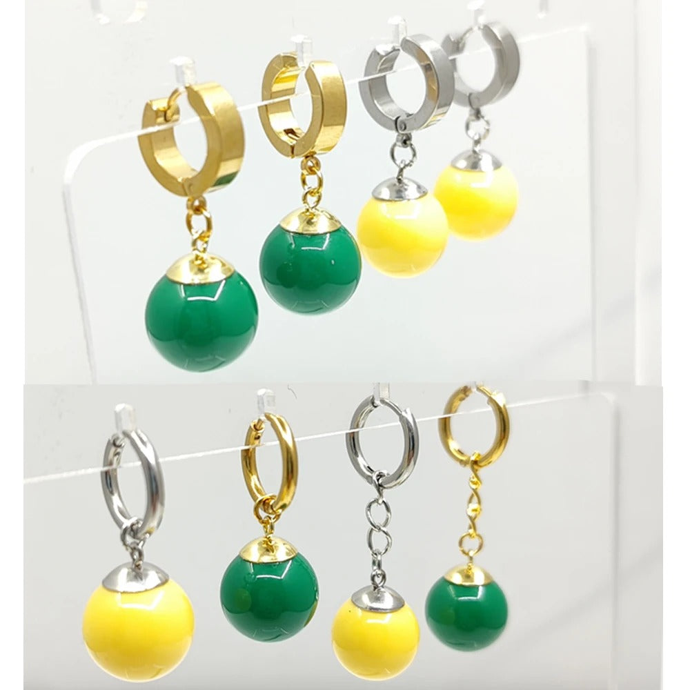 Anime cosplay earring Potara earring yellow beads green beads.