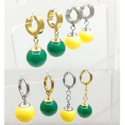 Anime cosplay earring Potara earring yellow beads green beads.