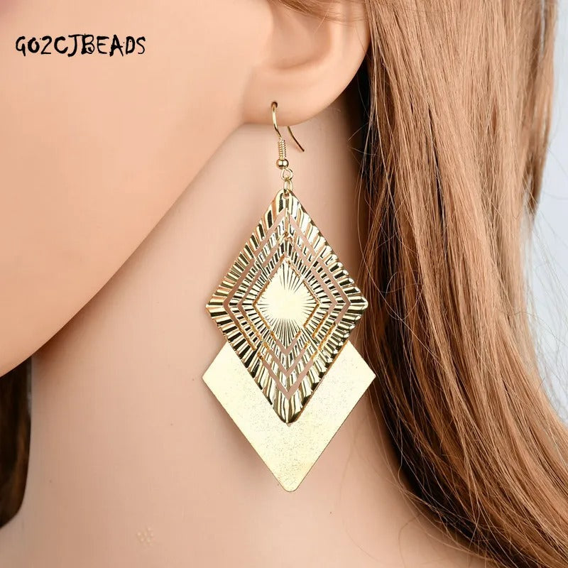 Trendy Leaves Tassel Earrings Women Long Irregular Punk Jewelry