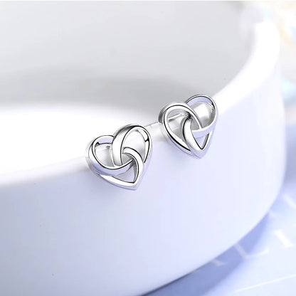 Sterling Silver Love Heart Stud Earrings for Women Luxury