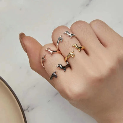 Cute Adjustable Dog Rings Set – 4pcs Open-End Fashion Jewelry