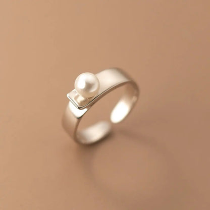 925 Silver Smooth Surface Pearl Rings For Women Wedding Luxury Jewelry Accessories