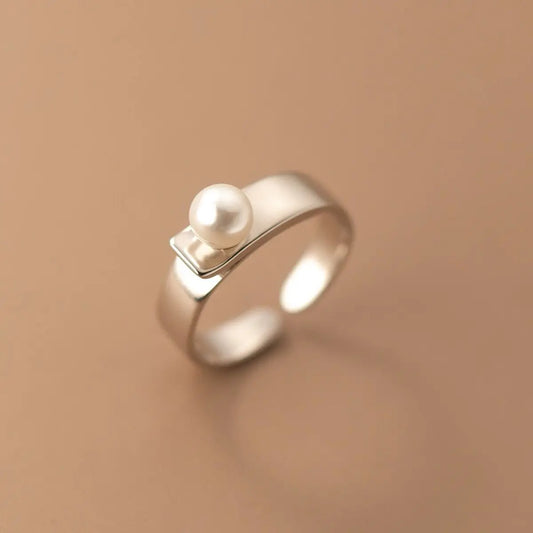 925 Silver Smooth Surface Pearl Rings For Women Wedding Luxury Jewelry Accessories
