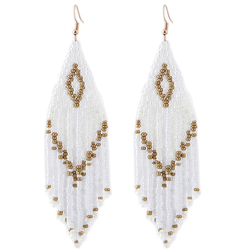 Ethnic Beads Long Earrings Fashion Statement Jewelry