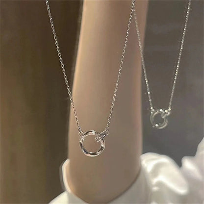 Silver Color Möbius Strip Pendant Necklace Irregular Ring Necklace For Women INS Fashion Jewelry Accessories