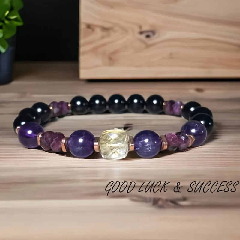 Citrine & Gemstone Healing Bracelet Money, Protection & Stress Relief