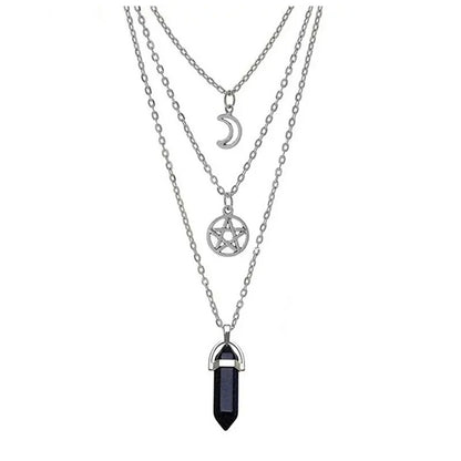 Fashion Pentagram Star Chakra Stones Pendant Necklace for Women Supernatural Vintage Jewelry Witchcraft Choker